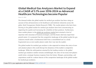 Medical Gas Analyzer Market by Type, Technology, End Users & Forecast - 2024