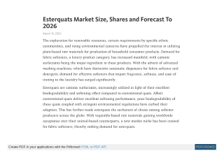 Esterquats Market Size, Shares and Forecast To 2026
