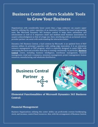 Business Central offers Scalable Tools to Grow Your Business