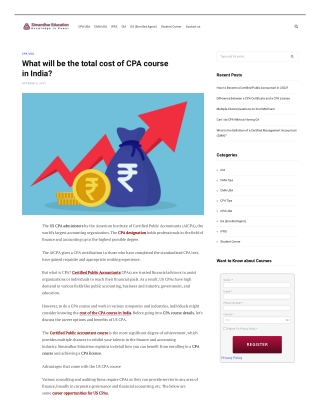 What will be the total cost of CPA course in India?