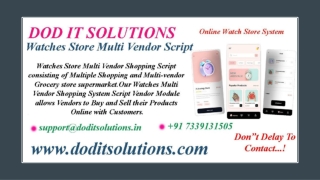 Readymade Watches Store Multi Vendor System - DOD IT SOLUTIONS