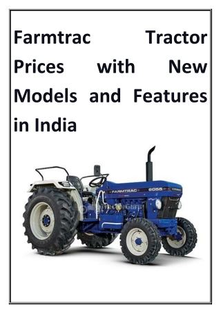 Farmtrac Tractor Prices with New Models and Features in India