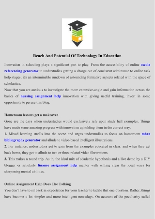 Reach And Potential Of Technology In Education