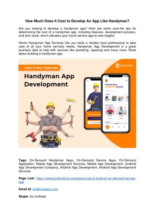 How Much Does It Cost to Develop An App Like Handyman?