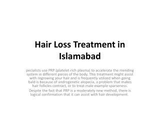 Hair Loss Treatment in Islamabad