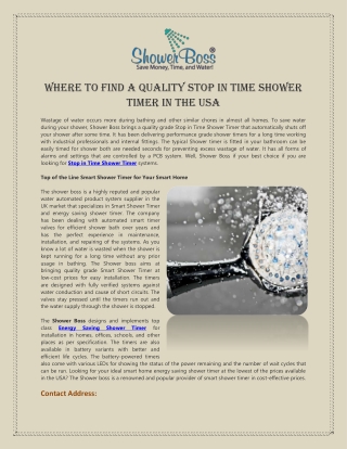 Where to Find a Quality Stop in Time Shower Timer in the USA