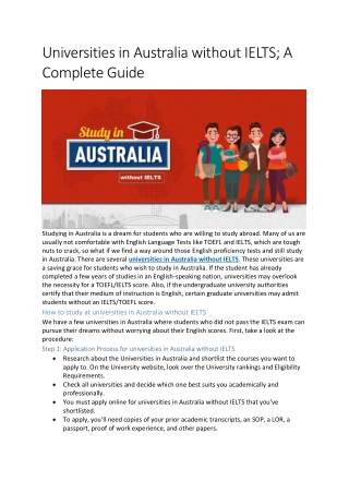Universities in Australia without IELTS – Points in your mind
