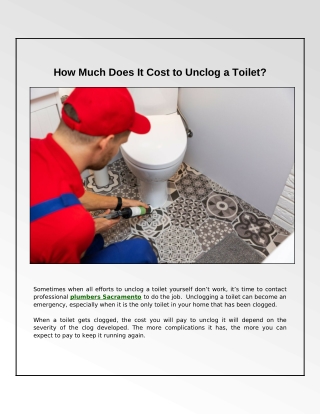 How Much Would a Plumber Charge Unclog a Toilet?