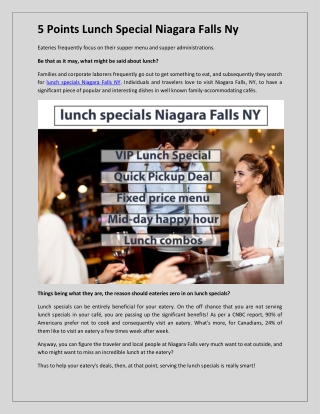 5 Points Lunch Special Niagara Falls Ny