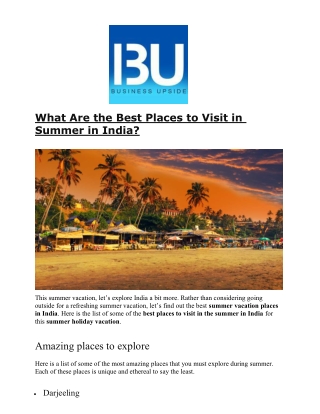 What Are the Best Places to Visit in Summer in India