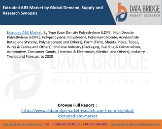 Extruded ABS Market by Global Demand, Supply and Research Synopsis