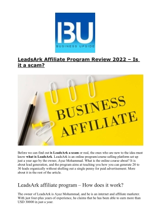 LeadsArk Affiliate Program Review 2022 – Is it a scam