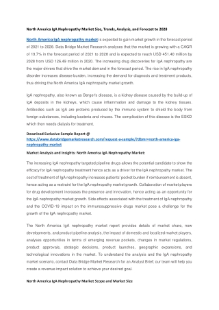 North America IgA Nephropathy Market Size, Trends, Analysis, and Forecast to 2028