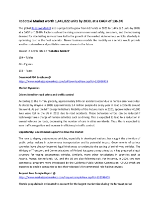 Robotaxi Market worth 1,445,822 units by 2030, at a CAGR of 136.8%