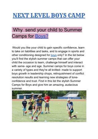 Boys Summer Camps