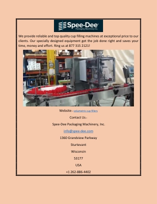 volumetric cup fillers  spee-dee.com