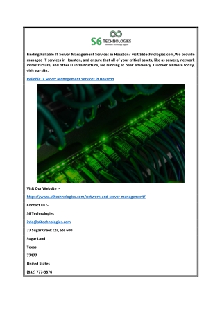 Reliable It Server Management Services in Houston  S6technologies.com