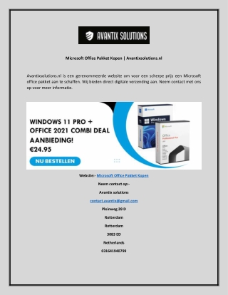 Microsoft Office Pakket Kopen  Avantixsolutions.nl