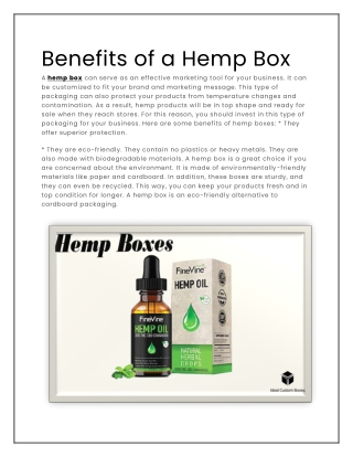 Benefits of a Hemp Box