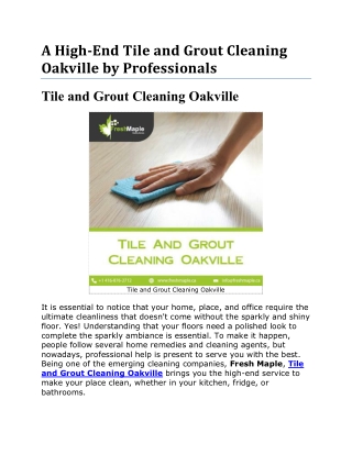 Tile and Grout Cleaning Oakville Helps Revitalize your Environment