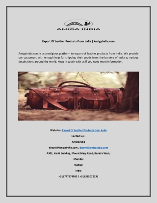 Export Of Leather Products From India  Amigaindia