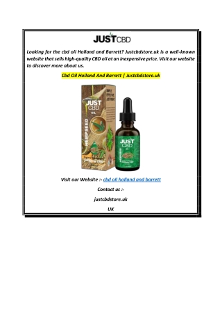 Cbd Oil Holland And Barrett  Justcbdstore.uk