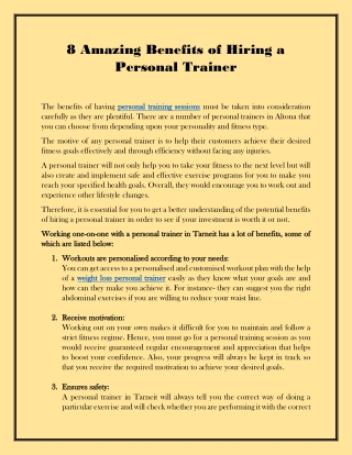 8 Amazing Benefits of Hiring a Personal Trainer