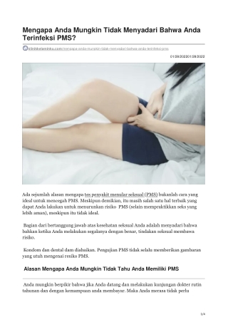 Mengapa Anda Mungkin Tidak Menyadari Bahwa Anda Terinfeksi PMS