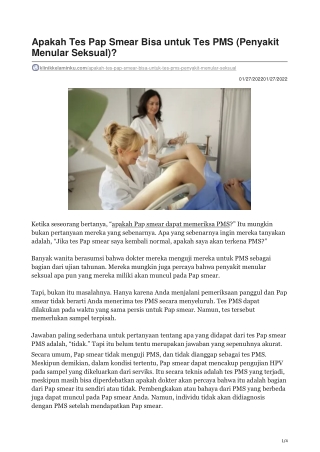 Apakah Tes Pap Smear Bisa untuk Tes PMS Penyakit Menular Seksual