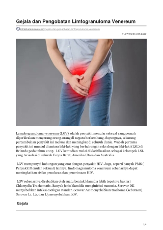 klinikkelaminku.com-Gejala dan Pengobatan Limfogranuloma Venereum