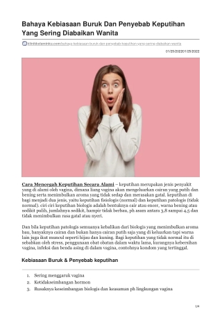Bahaya Kebiasaan Buruk Dan Penyebab Keputihan Yang Sering Diabaikan Wanita