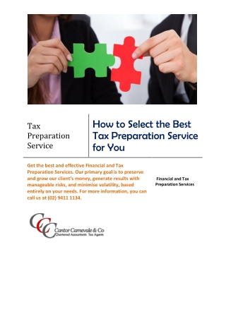 How to Select the Best Tax Preparation Service for You