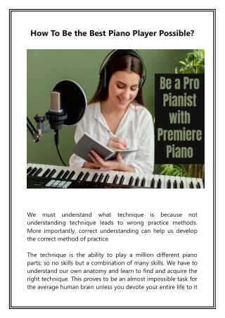 How To Be the Best Piano Player Possible (Blog)
