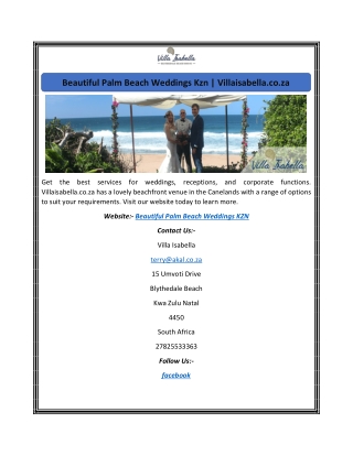 Beautiful Palm Beach Weddings Kzn | Villaisabella.co.za