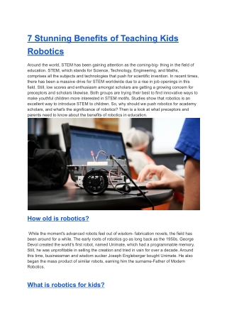 7 Stunning Benefits of Teaching Kids Robotics