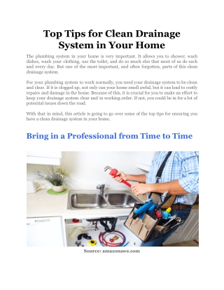 Top Tips for Clean Drainage System in Your Home