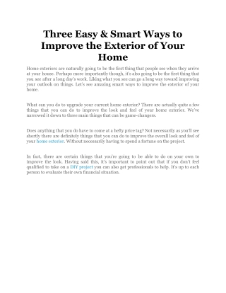 Three Easy & Smart Ways to Improve the Exterior of Your Home