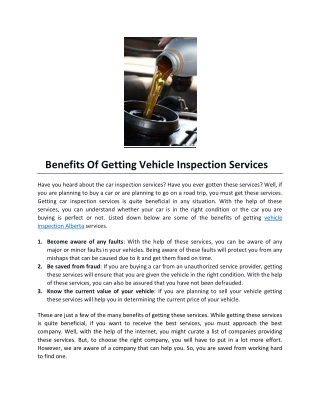 Benefits Of Getting Vehicle Inspection Services