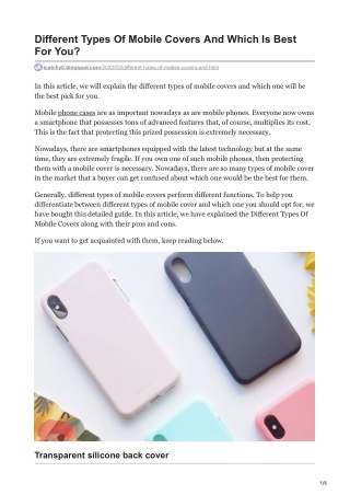 Different Types Of Mobile Covers And Which Is Best For You