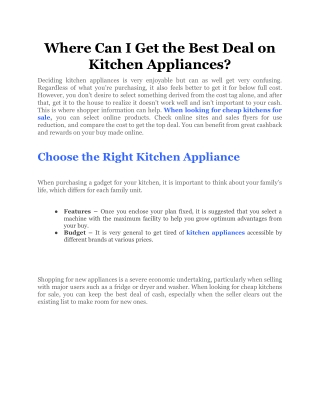 Where Can I Get the Best Deal on Kitchen Appliances_