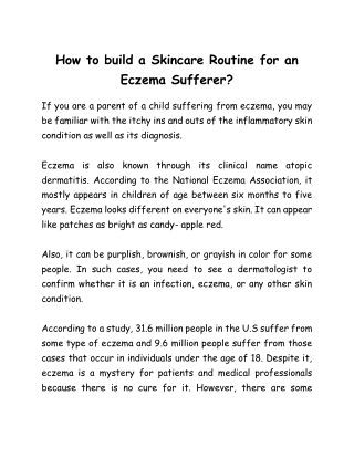 How to build a Skincare Routine for an Eczema Sufferer