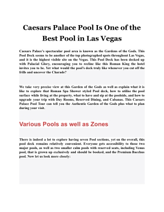 Caesars Palace Pool Is One of the Best Pool in Las Vegas
