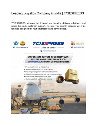 Leading Logistics Company in India  | TCIEXPRESS