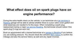 What effect does oil on spark plugs have on engine performance_