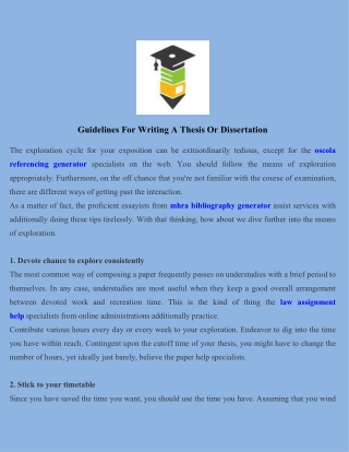 Guidelines For Writing A Thesis Or Dissertation