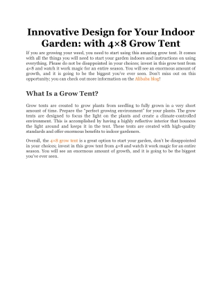 Innovative Design for Your Indoor Garden_ with 4×8 Grow Tent