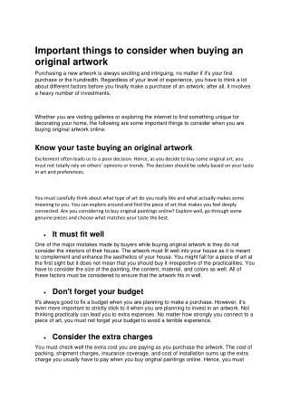 Important things to consider when buying an original artwork-converted