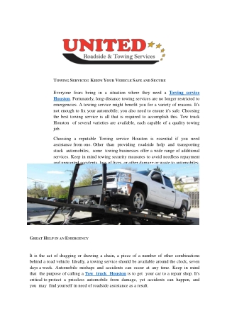 Towing service Keeps Your Vehicle Safe And Secure