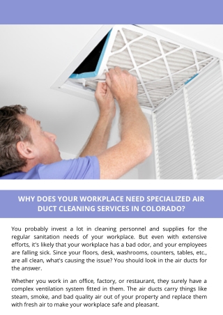 Why Does Your Workplace Need Specialized Air Duct Cleaning Services In Colorado