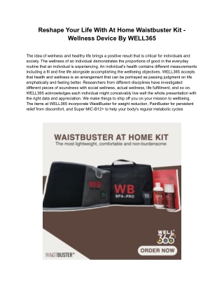 Reshape Your Life With At Home Waistbuster Kit - Wellness Device By WELL365